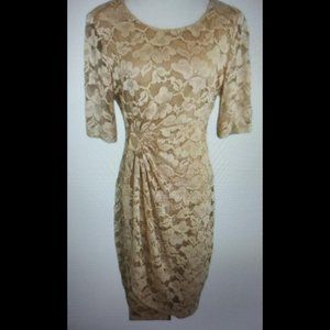 Floral Gold Lace Dress